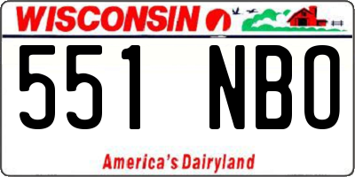 WI license plate 551NBO