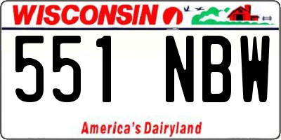 WI license plate 551NBW