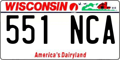 WI license plate 551NCA