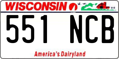 WI license plate 551NCB