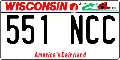 WI license plate 551NCC
