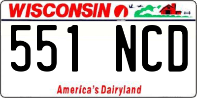 WI license plate 551NCD