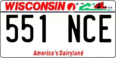 WI license plate 551NCE