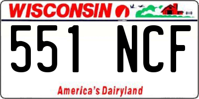 WI license plate 551NCF