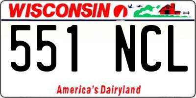 WI license plate 551NCL