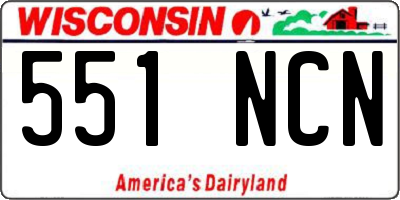 WI license plate 551NCN