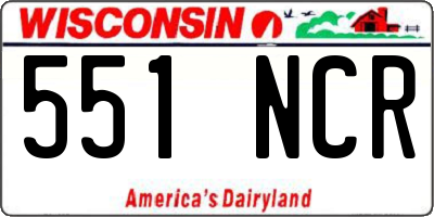 WI license plate 551NCR