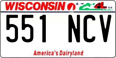 WI license plate 551NCV