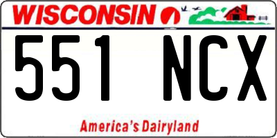 WI license plate 551NCX