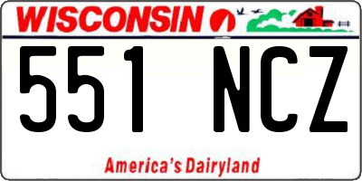 WI license plate 551NCZ