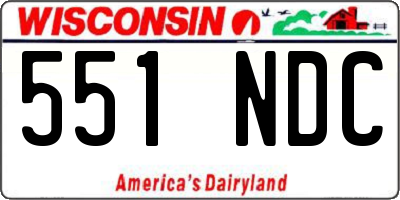 WI license plate 551NDC