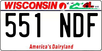 WI license plate 551NDF