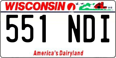 WI license plate 551NDI