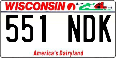 WI license plate 551NDK