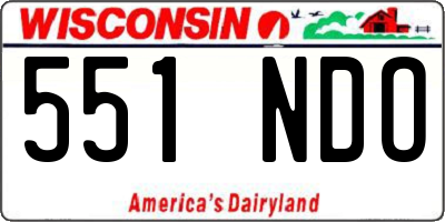 WI license plate 551NDO