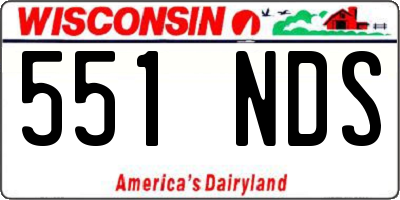 WI license plate 551NDS