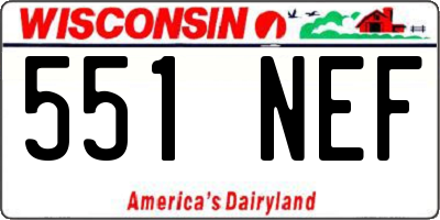 WI license plate 551NEF