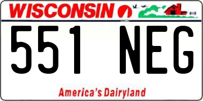 WI license plate 551NEG