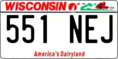 WI license plate 551NEJ