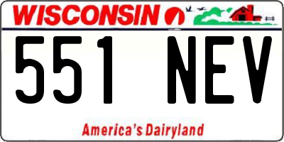 WI license plate 551NEV