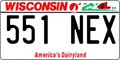 WI license plate 551NEX
