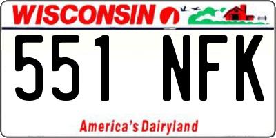 WI license plate 551NFK
