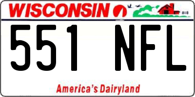 WI license plate 551NFL