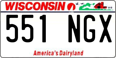 WI license plate 551NGX