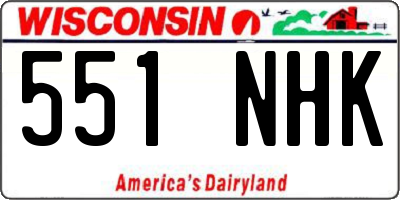 WI license plate 551NHK