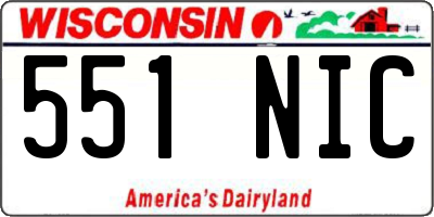 WI license plate 551NIC