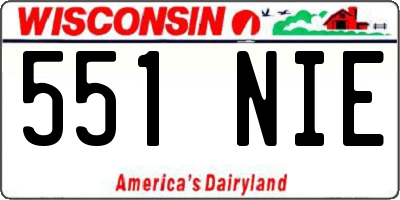 WI license plate 551NIE