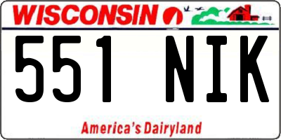 WI license plate 551NIK