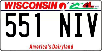 WI license plate 551NIV