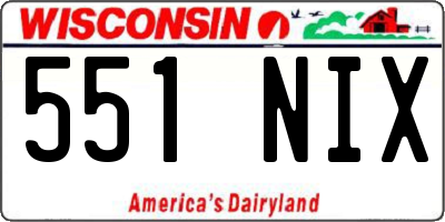 WI license plate 551NIX