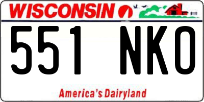 WI license plate 551NKO