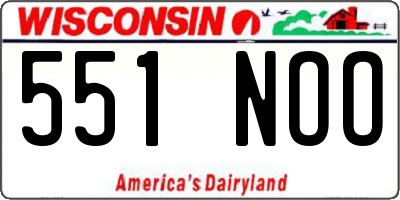 WI license plate 551NOO
