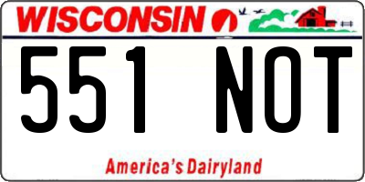 WI license plate 551NOT