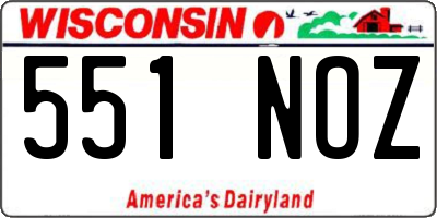 WI license plate 551NOZ