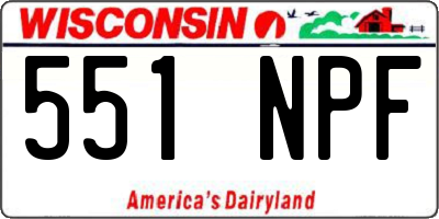 WI license plate 551NPF