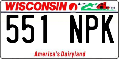 WI license plate 551NPK