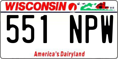 WI license plate 551NPW