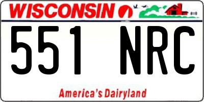 WI license plate 551NRC