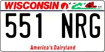 WI license plate 551NRG