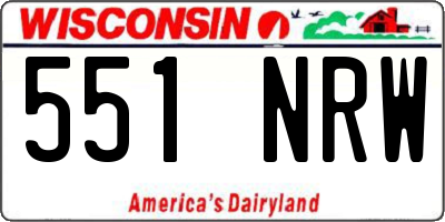 WI license plate 551NRW