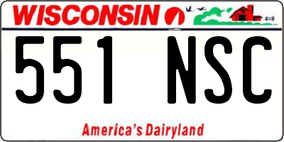 WI license plate 551NSC