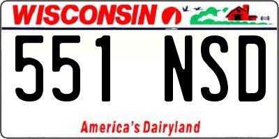 WI license plate 551NSD