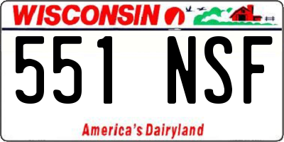 WI license plate 551NSF
