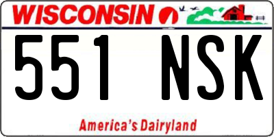 WI license plate 551NSK