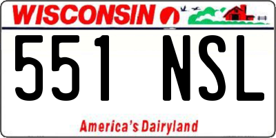 WI license plate 551NSL