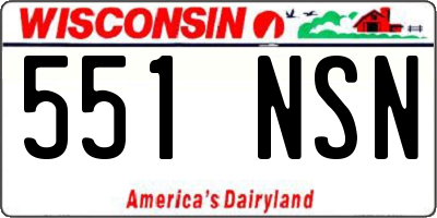 WI license plate 551NSN